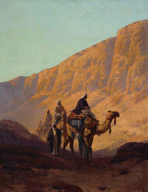 Rudolf Wiegmann Caravan passing through a wadi China oil painting art
